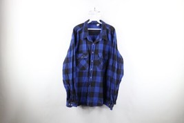 Vintage 90s Streetwear Mens 4XL Faded Heavyweight Flannel Button Shirt Plaid - £35.57 GBP
