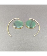 natural green aventurine stone earrings, dangle designer earrings, gold ... - $247.51 MXN