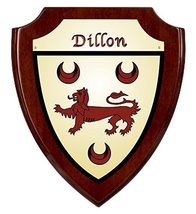Dillon Irish Coat of Arms Shield Plaque - Rosewood Finish - $48.00