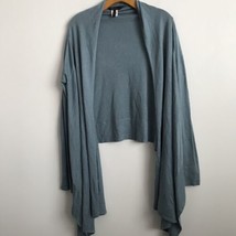 BCBGMaxAzria L Cardigan Blue Linen Shawl Collar Knit Open Front Sweater ... - £22.14 GBP