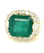 18k Gelbgold Ring W / 10.28 Karat Smaragd Und Diamanten - Größe 8 - €15.450,81 EUR