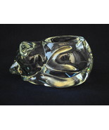 Vintage 1978 Avon Clear Glass Sleeping Cat Kitten Votive Candle Holder  - $10.00