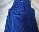 J.Crew Flocked Solid Blue Silk Tuxedo Pleat Buttondown Sz 6 Sleeveless S... - $32.25