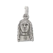 New 925 Oxidized Indian Head Figurine  Pendant - £26.67 GBP