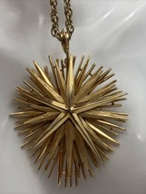 Vintage Crown Trifari Gold Tone Star Burst Art Deco Statement Necklace 24&quot;L - £35.43 GBP