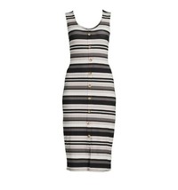 No Boundaries ~ S (3-5) ~ Button Front ~ Gray/Black Stripe ~ Sleeveless Dress - £17.57 GBP
