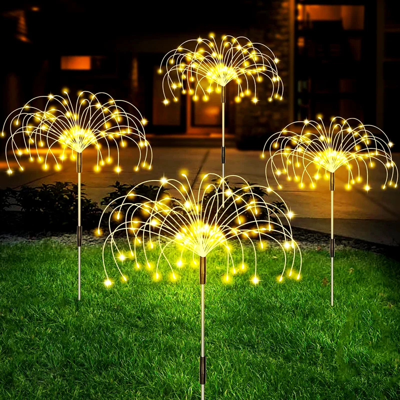 Solar Garden Lights LED Firework Outdoor Light Decor Waterproof Solar Fairy Lawn - £48.44 GBP