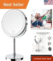 Elegant Lighted Makeup Mirror - 3000mAh Rechargeable, 360° Rotating Dual... - $49.50
