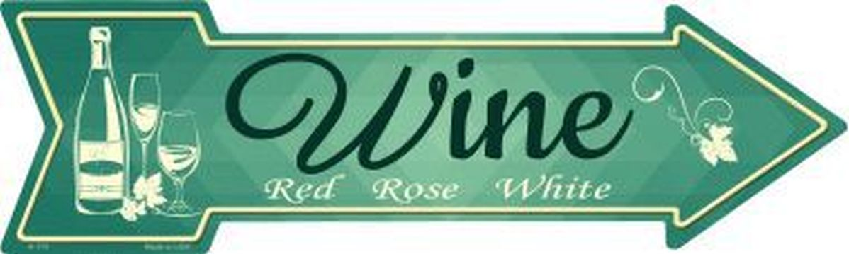Primary image for Wine Novelty Metal Arrow Sign 17" x 5" Wall Decor - DS