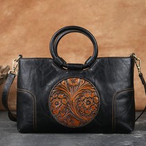 High Quality Leather Women Bag 2022 New Retro Handmade Embossed Shoulder Bags La - £75.81 GBP