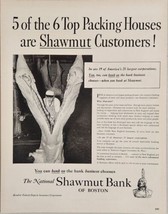 1950 Print Ad National Shawmut Bank of Boston Butcher &amp; Beef in Packing House - £16.15 GBP