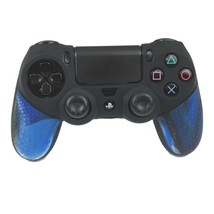 Silicone Grip Black Blue Swirl Cover Shell Non Slip For PS4 Controller  - £6.08 GBP