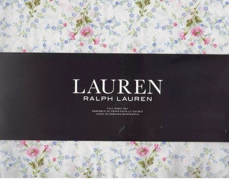 Ralph Lauren Full Sheet Set Daisy Pink Floral 4pc Blue Green Farmhouse F... - $79.15