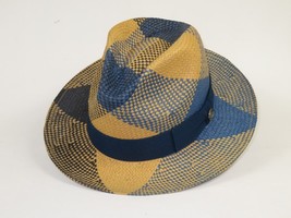 Men's Bruno Capelo Genuine Straw Fedora Hat Cubano CU403 Denim/Cognac image 6