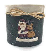 Stoneware Candle Holder Santa &amp; Reindeer | 4.75&quot;x4.75&quot; Holiday/Christmas... - €8,53 EUR