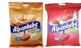 Alpenliebe Gold Rich Milky Caramel and Cream Strawberry Flavour (Pack of 2) - £16.35 GBP