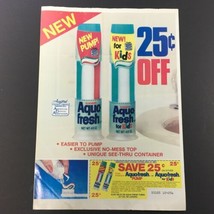 VTG Retro 1986 Aqua Fresh Pump &amp; Aqua Fresh for Kids Toothpaste Print Ad... - £14.80 GBP