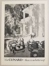 1924 Print Ad Via Cunard Lines Mansion, Vintage Car, Luggage Loading - $11.68