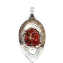 Vintage Sterling Southwest Native American Rare Red Jasper Stone Modern Pendant - £55.52 GBP