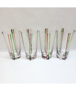 SET 4 Pier 1 Clear Glasses SWIRLINE RED GREEN SWIRL HIGHBALL ICE TEA TUM... - $1,039.31 MXN
