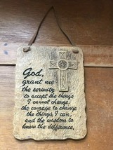 Tan Rustic Resin w Cross &amp; GOD, Grant Me the Serenity Religious Saying Wall Plaq - £10.25 GBP