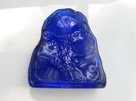 L.E Smith Glass cobalt Blue iceberg paperweight tall - $12.83