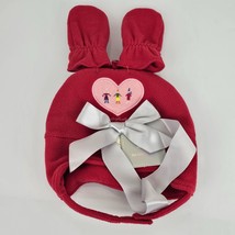 Vintage Baby Gap Valentine&#39;s Day Heart Fleece Hat and Mittens Set Lot Re... - £11.59 GBP