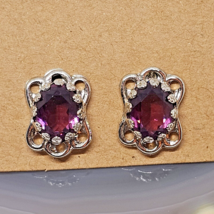 925 Sterling Silver - Sparkling Purple Crystal Stud Earrings - £19.23 GBP