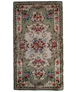 Vintage French Savonnerie rug 2.2&#39; x 4.2&#39; (69cm x 129cm) 1960s - 1C826 - $615.83 CAD