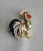 Gerry&#39;s Gold-tone Enamel Rooster Brooch 1960s vintage 1 1/4&quot; - £10.34 GBP
