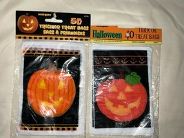 Lot Of 2 Vintage Unique Products Trick Or Treat Pumpkin Plasitc Bags - $14.00