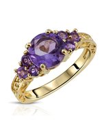 Galaxy Gold GG Size 9.5 14K Solid Yellow Gold Ring with Natural Purple A... - $2,408.66