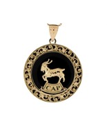 10K or 14K Yellow Gold &amp; Onyx Capricorn Zodiac Pendant - $639.99+