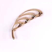 Vintage Yellow Gold Plate Swoop Brooch Pin Mid Century Modern MCM Jewelry - £5.71 GBP