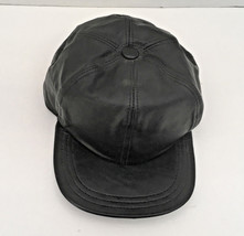 Black vinyl leather look vintage hat cap adjustable back biker hat drivi... - $19.75