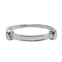 0.65CT Baguette Cut Lab-Created White Topaz Wedding Band Ring white Gold Plated - £68.74 GBP