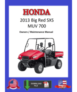 2013 Honda Big Red 700 MUV SXS Owners / Maintenance Manual - $9.95