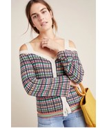 Anthropologie Krissy Cardigan  Cold-Shoulder Plaid Top Size Small - $41.19 CAD