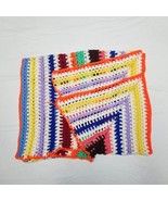Long Striped Crocheted Afghan Loose Knit Yellow Purple Blue Brown Throw ... - £13.36 GBP
