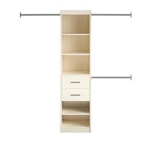 Kelly 5 Shelf / 2 Drawer Closet Organizer With 3 Adjustable Hanging Rods, Ivory  - £278.16 GBP