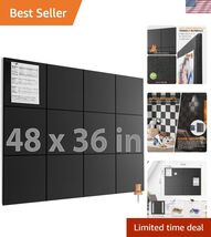 Large Cork Board for Wall 47" x 35" Black Board, 12 Pack Felt Wall Tiles... - $56.34