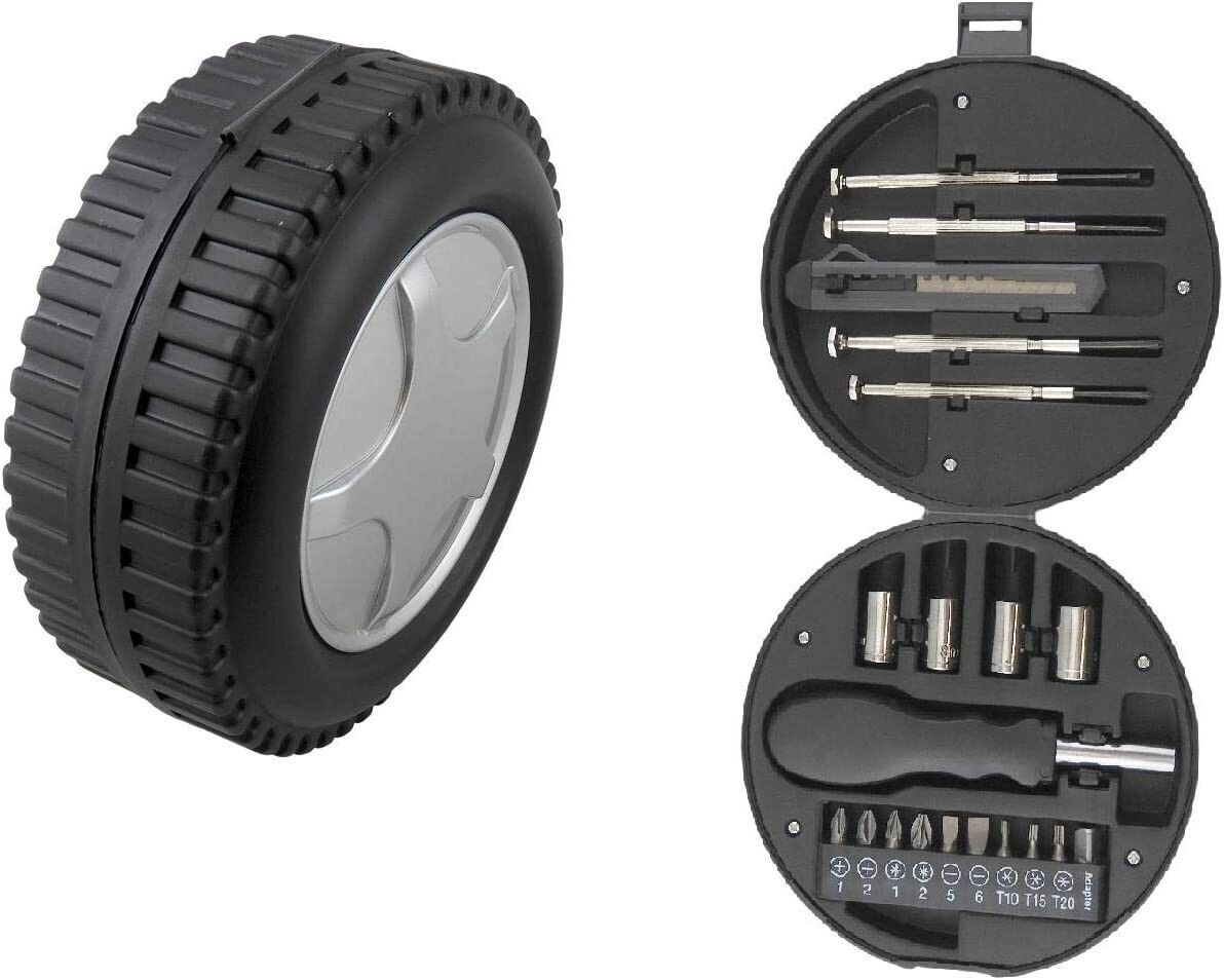 Multi 20 Piece Tool Gift Set in Tire Shape Case Ideal for Home and Auto Kit - $11.85