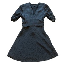 All Saints Avery Black Floral Jacquard Dress Belted Defined Waist Size 6 Women&#39;s - $39.91