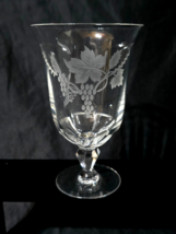 Etched Crystal 5.75&quot; Iced Tea Goblet Glass Grapes &amp; Vine - Unknown Maker - $265.57 MXN