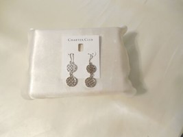 Charter Club 2&quot; Silver-Tone Pavé Double Drop Earrings A811 - $10.55