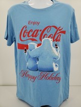 Enjoy Coca Cola Happy Holidays Light Blue Unisex T-Shirt Size LG 42/44 - $25.14