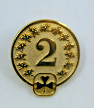 Girl Scout Number 2 Gold Collectible Pin Label Pinback Button Clover Vin... - $11.73
