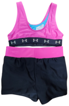 Under Armour Girls Bikini Top and Swim Shorts Set Size 4 Pink Black NEW ... - £22.40 GBP