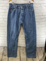 Levi’s 501 Jeans Mens Sz 38 x 30 Button Fly Denim Medium Wash FLAW - £23.34 GBP