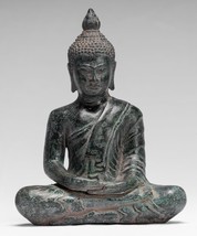 Buddha Statue - Antique Khmer Style Seated Meditation 21cm/8&quot; - £241.20 GBP